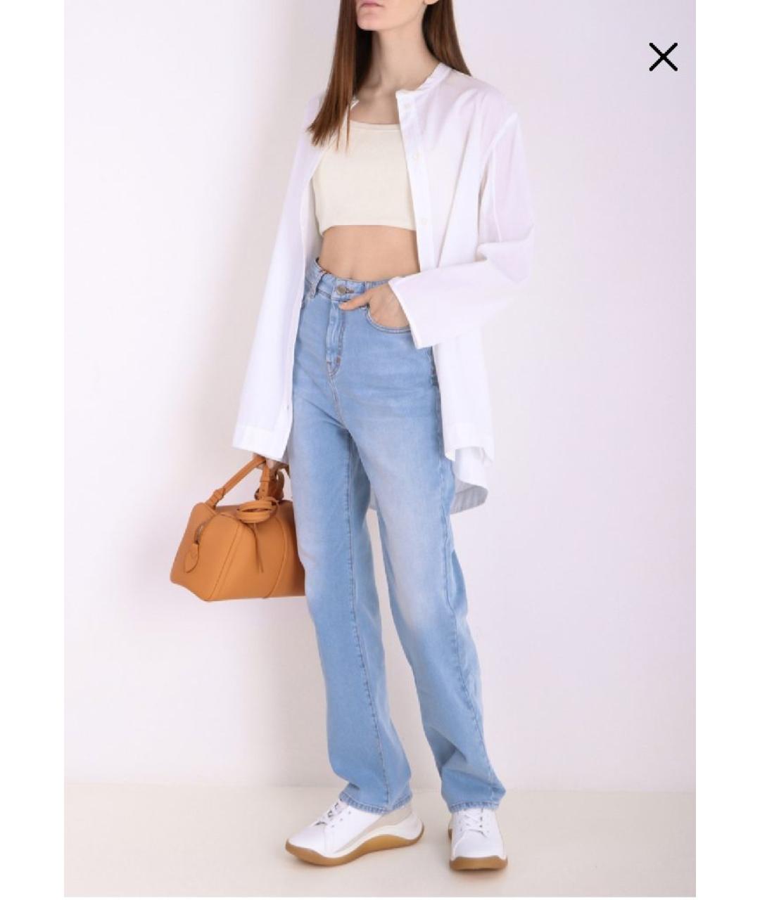 MAX MARA STUDIO Голубые хлопко-эластановые прямые джинсы, фото 6