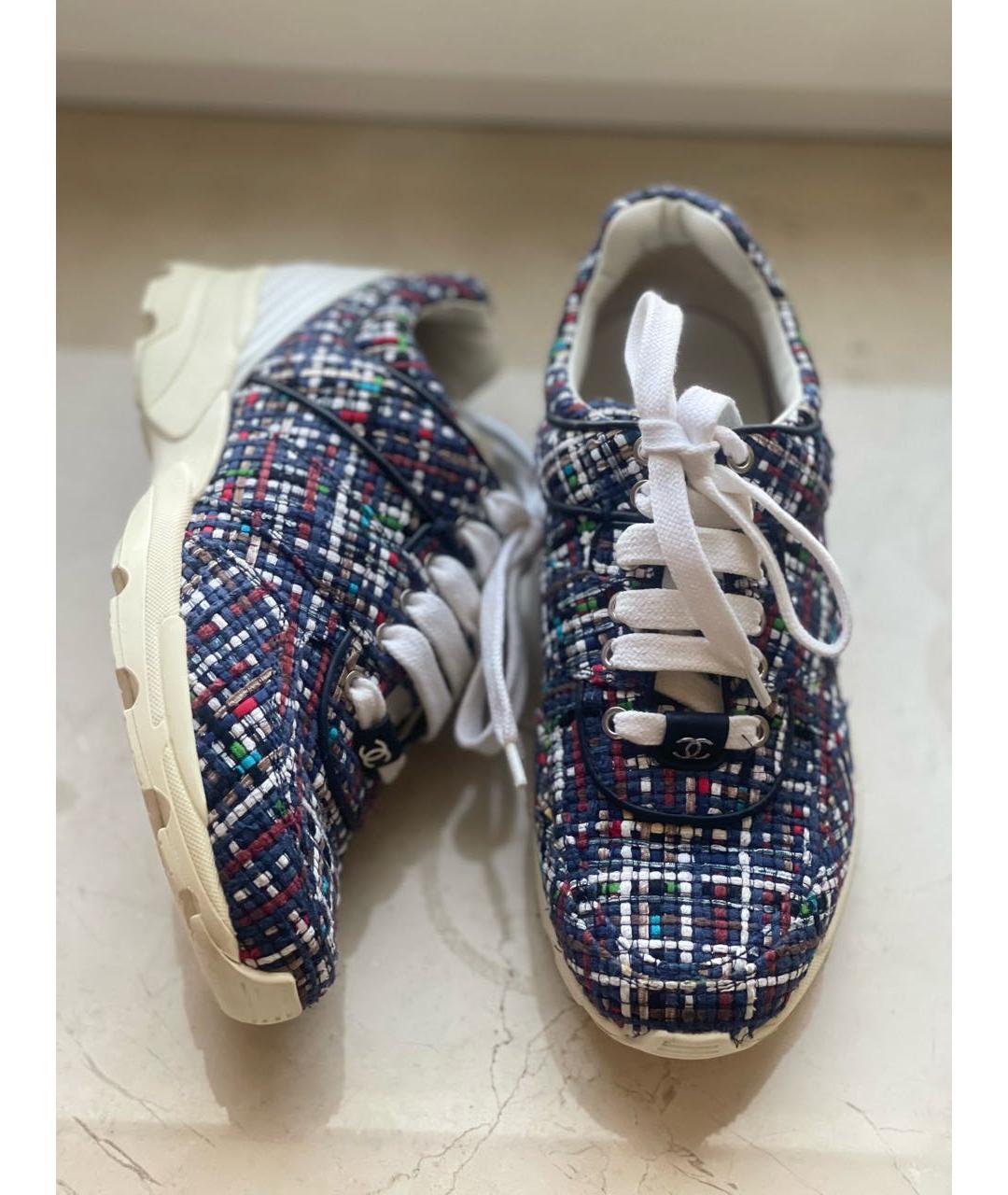 CHANEL Синие текстильные кроссовки, фото 2