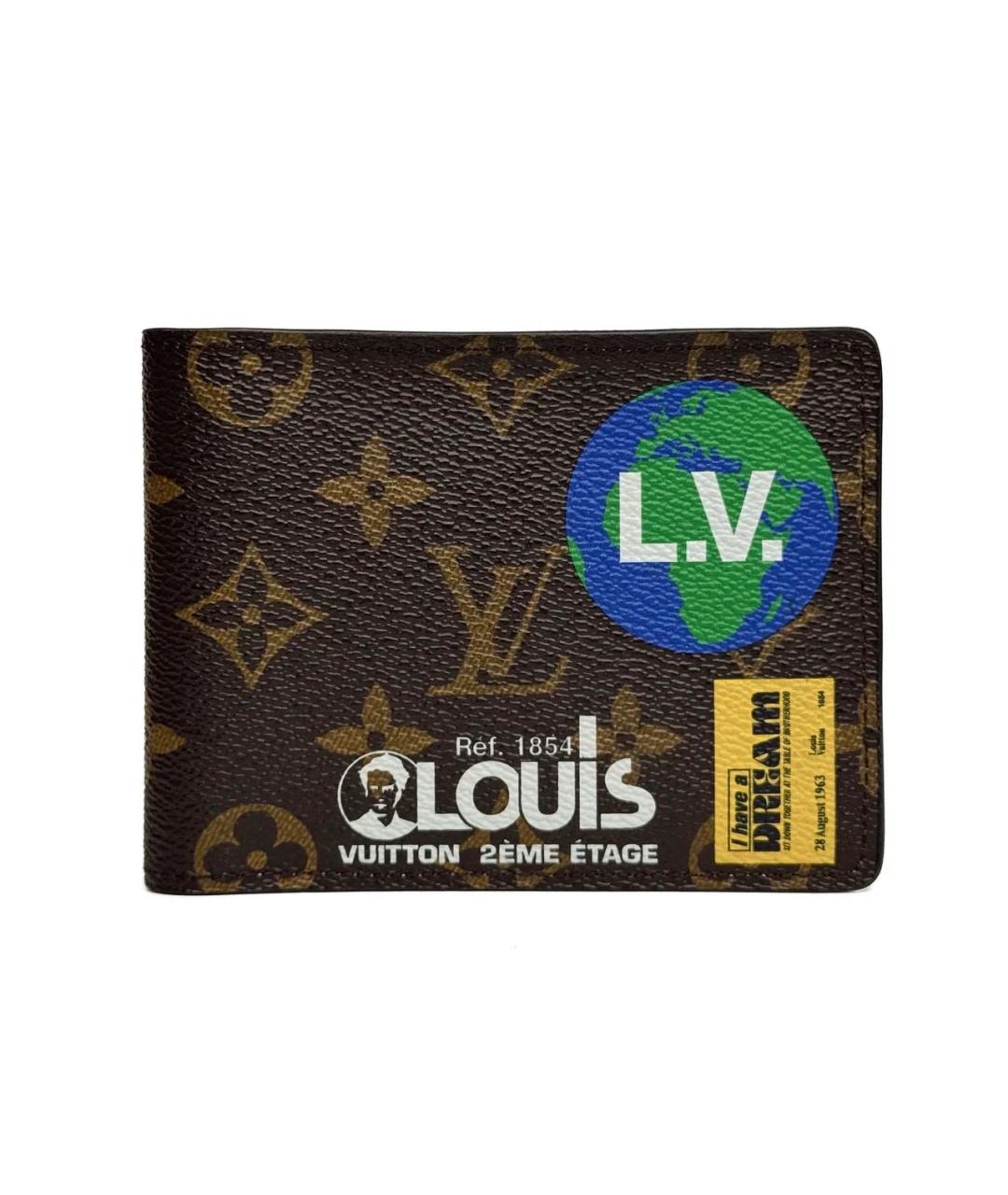 LOUIS VUITTON Коричневый кожаный кошелек, фото 1