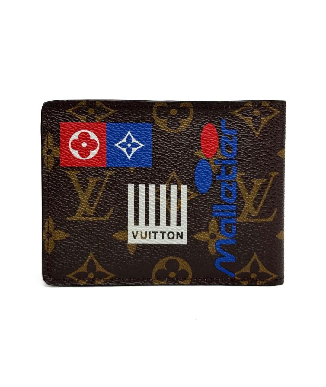 LOUIS VUITTON Коричневый кожаный кошелек, фото 3