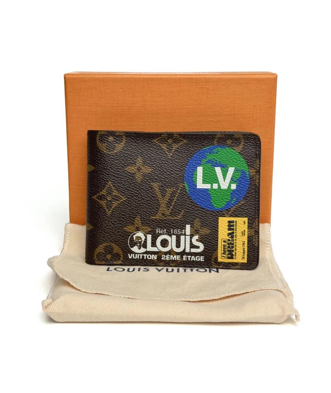 LOUIS VUITTON Коричневый кожаный кошелек, фото 2