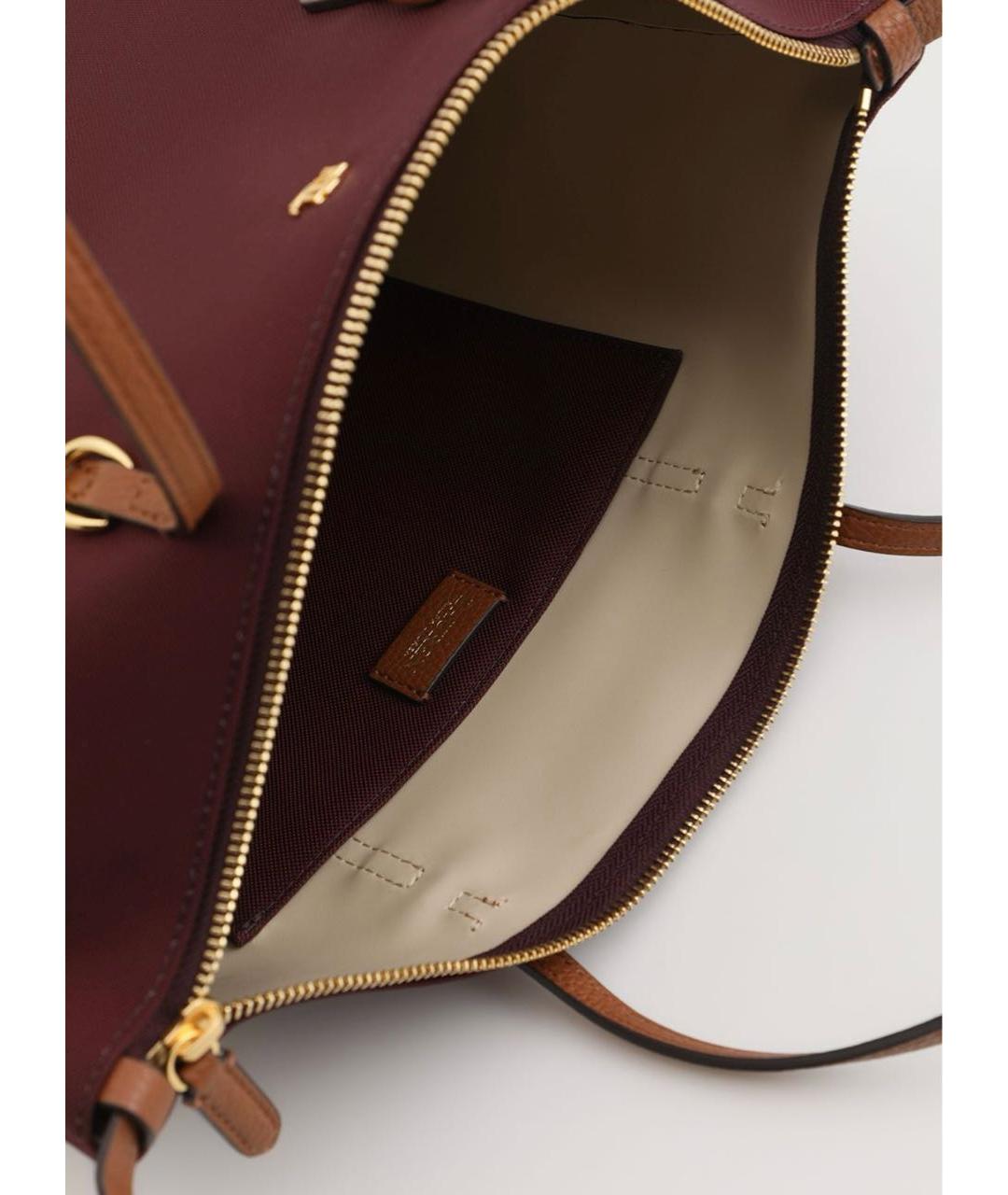 RALPH LAUREN Бордовая тканевая сумка тоут, фото 4