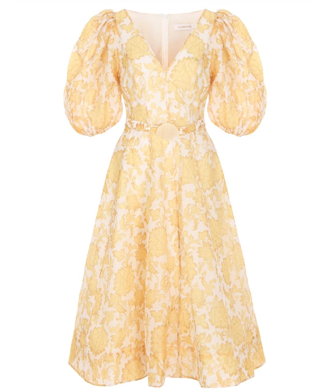 ZIMMERMANN Золотое льняное коктейльное платье, фото 1
