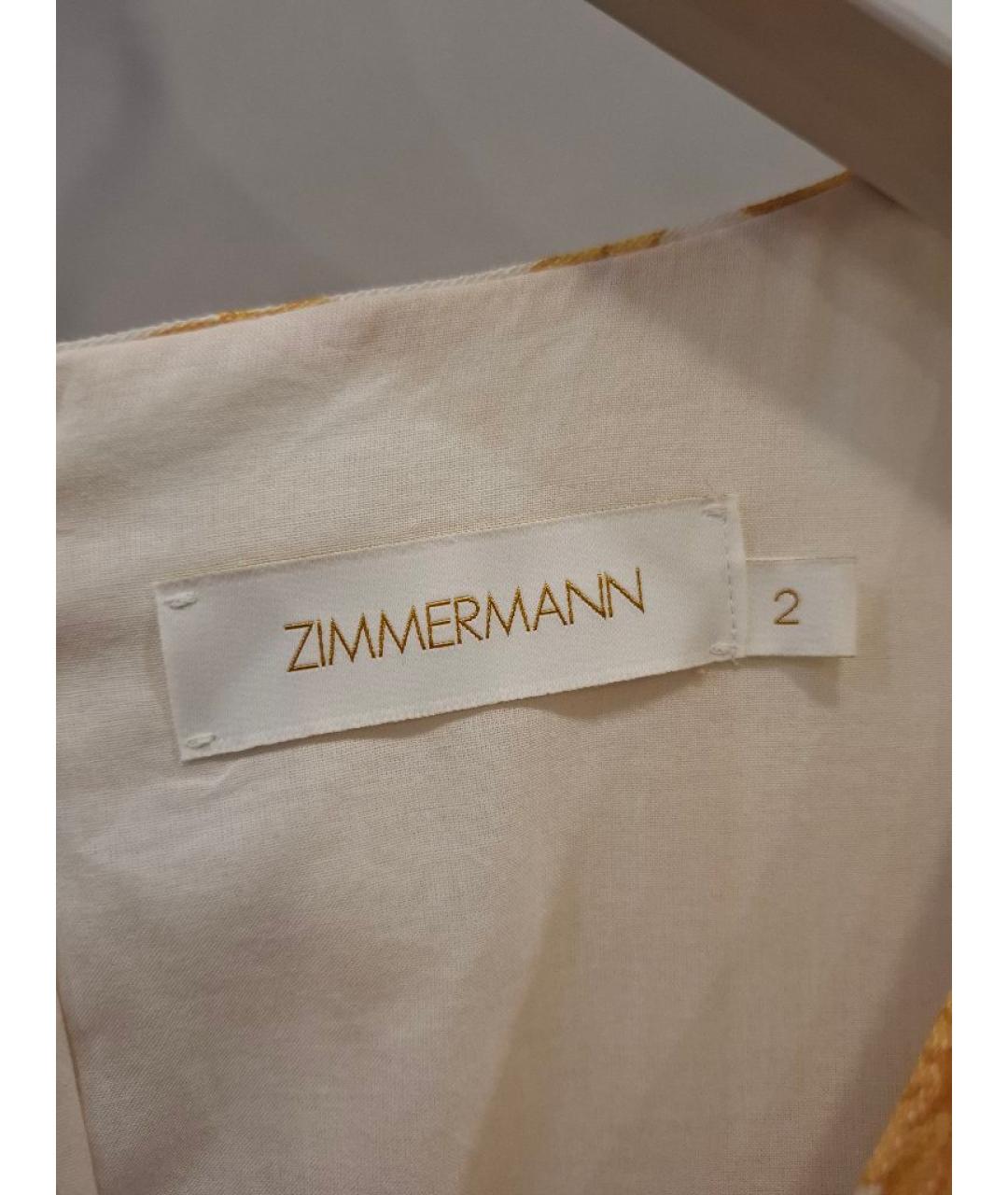 ZIMMERMANN Золотое льняное коктейльное платье, фото 3