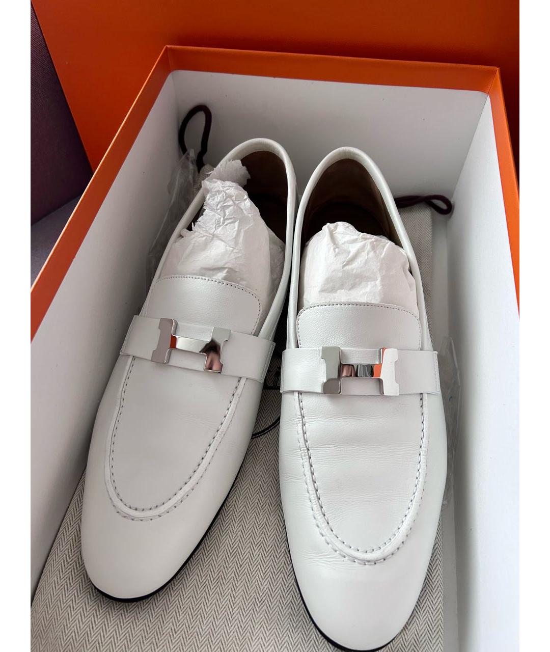 HERMES Белые кожаные лоферы, фото 2