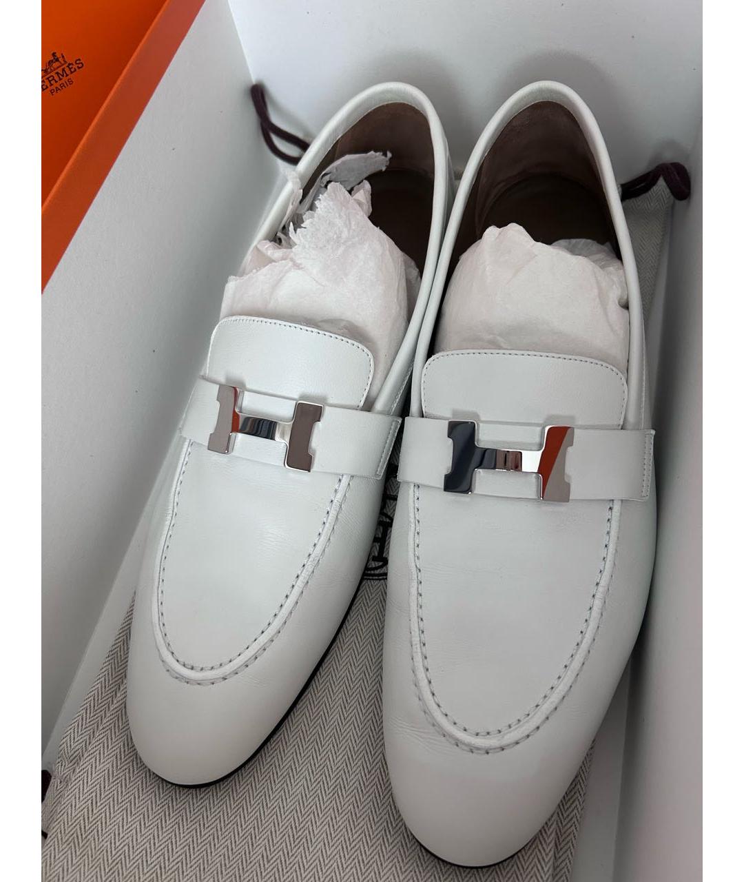 HERMES Белые кожаные лоферы, фото 5