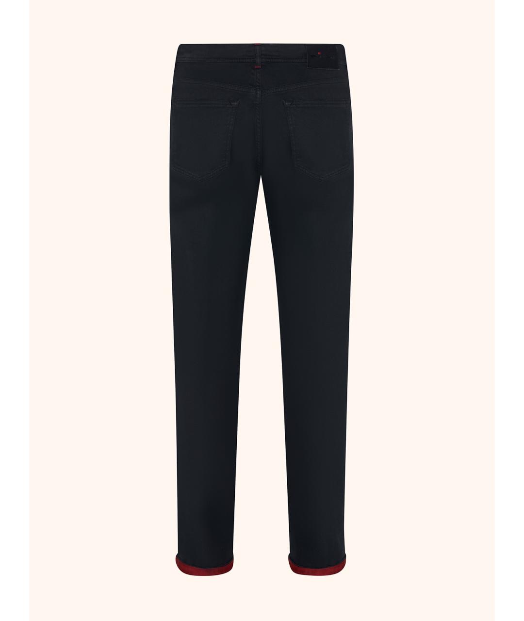 KITON Черные хлопко-эластановые повседневные брюки, фото 2