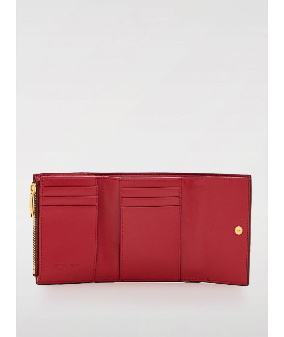 BOTTEGA VENETA Бордовый кожаный кошелек, фото 2