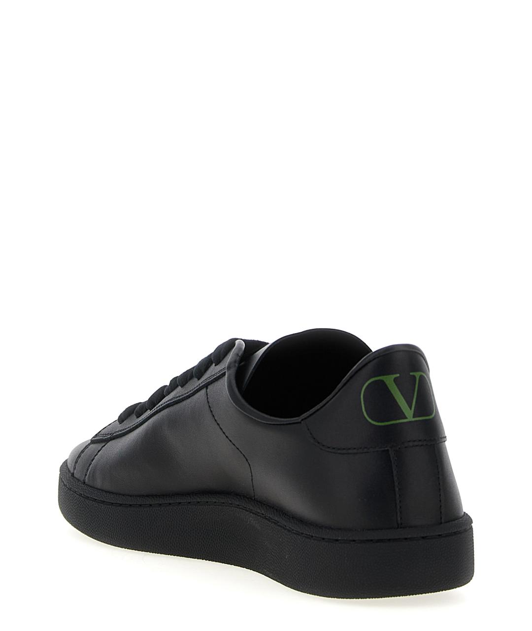 VALENTINO Черные кожаные низкие кроссовки / кеды, фото 3