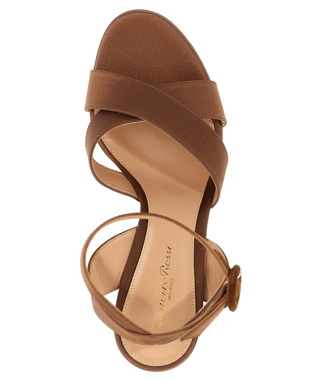 GIANVITO ROSSI Коричневые текстильные босоножки, фото 4
