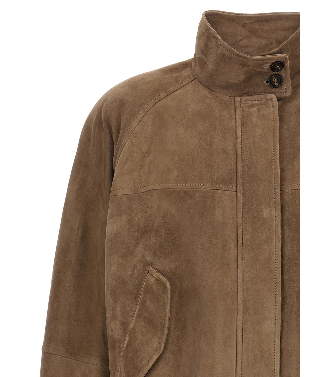 BRUNELLO CUCINELLI Коричневая кожаная куртка, фото 3