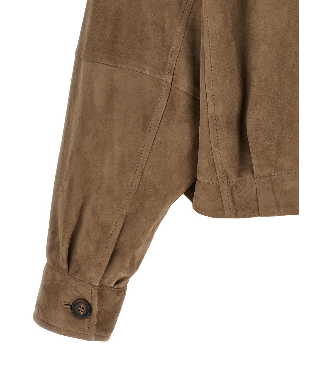 BRUNELLO CUCINELLI Коричневая кожаная куртка, фото 4