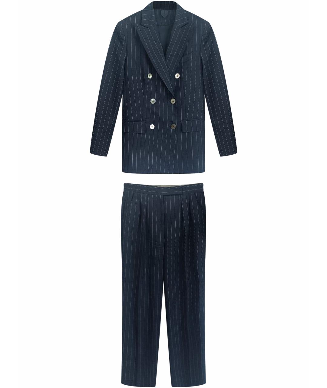 MAX MARA Темно-синий шерстяной костюм с брюками, фото 1