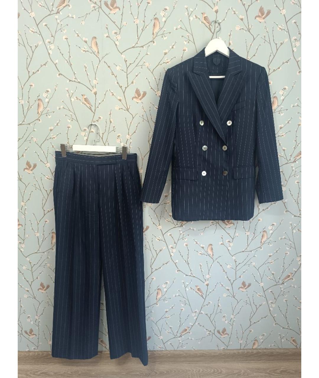 MAX MARA Темно-синий шерстяной костюм с брюками, фото 10
