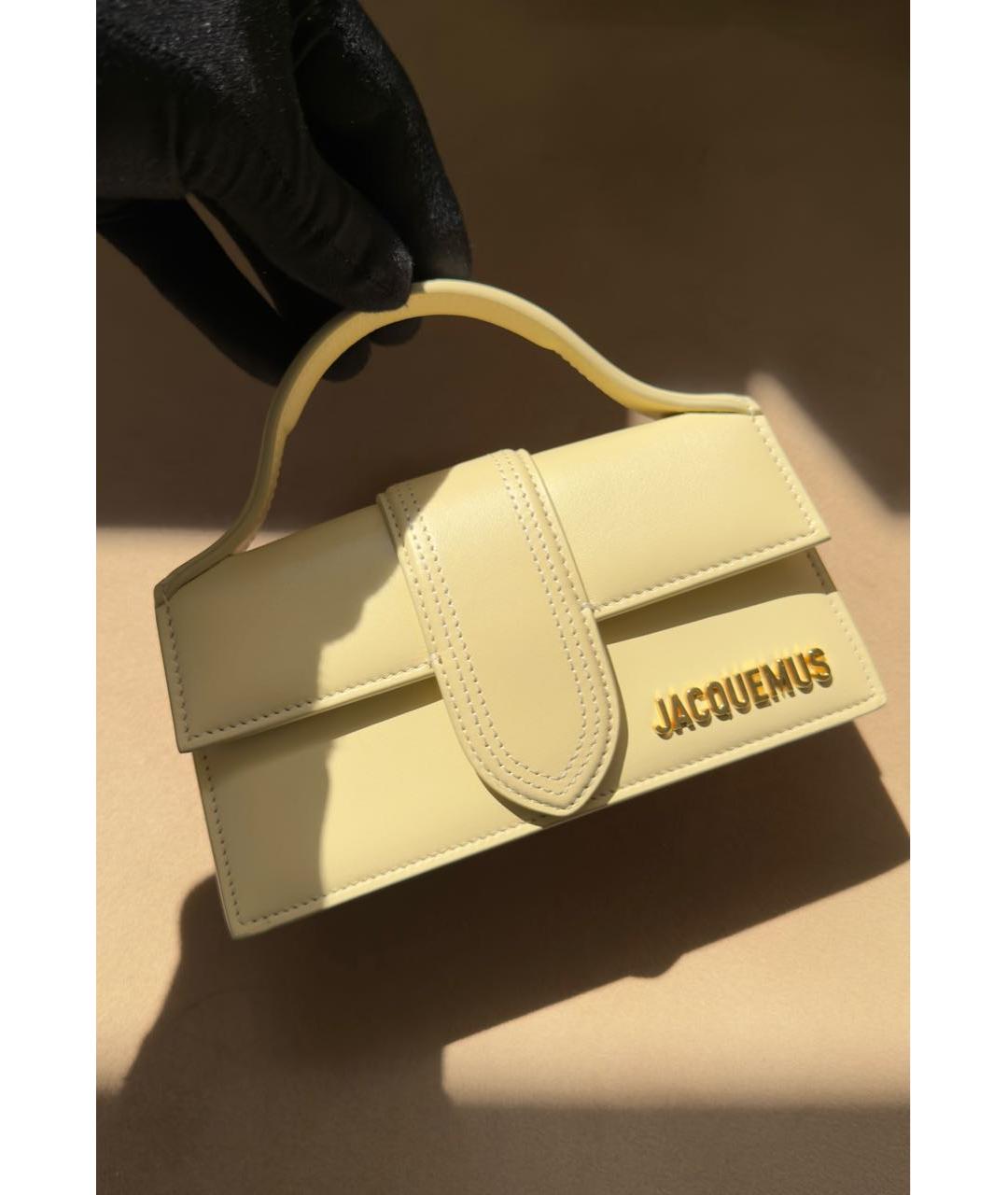 JACQUEMUS Желтая кожаная сумка с короткими ручками, фото 7