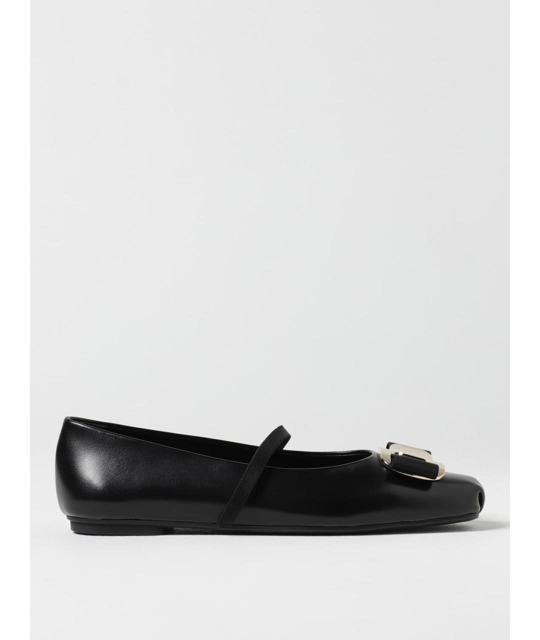 FERRAGAMO Черные кожаные балетки, фото 5