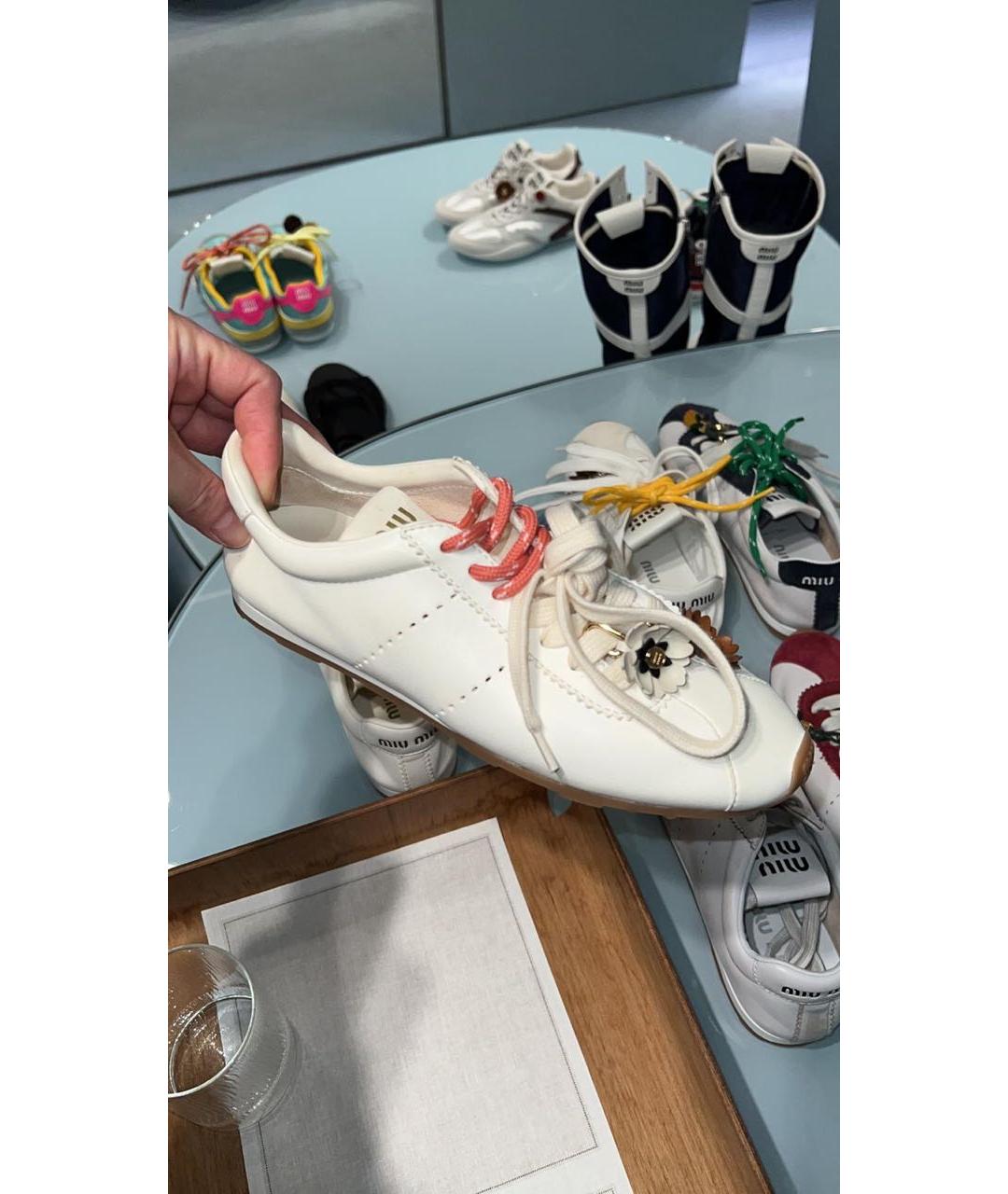 MIU MIU Белые кожаные кеды, фото 4