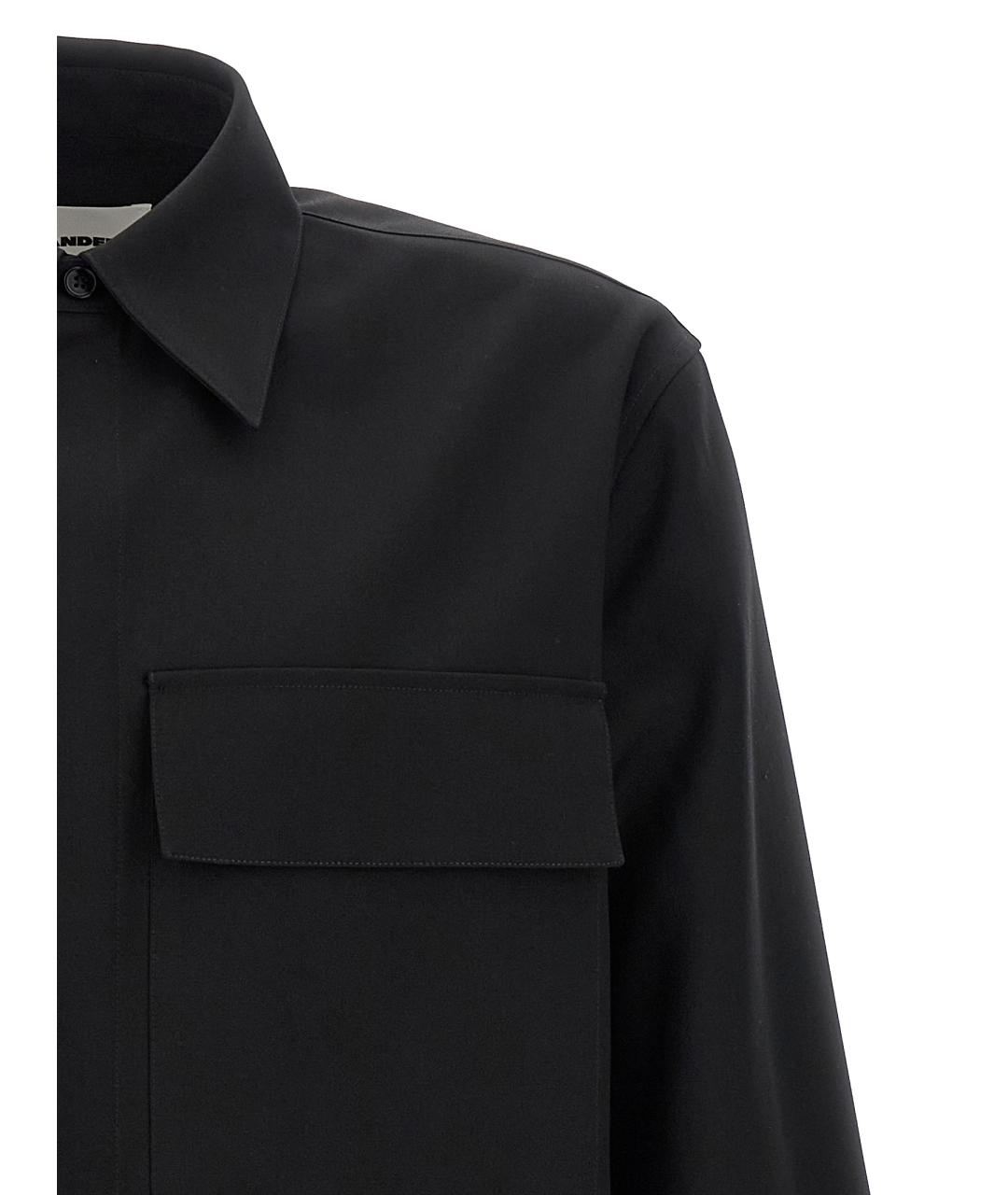 JIL SANDER Черная шерстяная кэжуал рубашка, фото 3