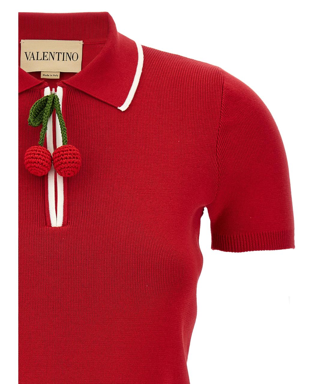 VALENTINO Красная хлопковая футболка, фото 3