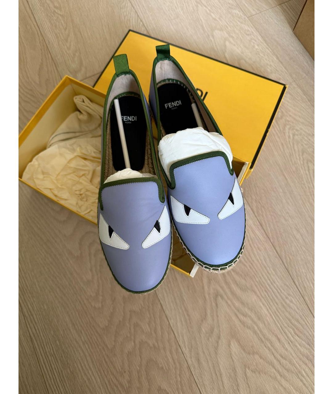 FENDI Голубые эспадрильи из искусственной кожи, фото 2