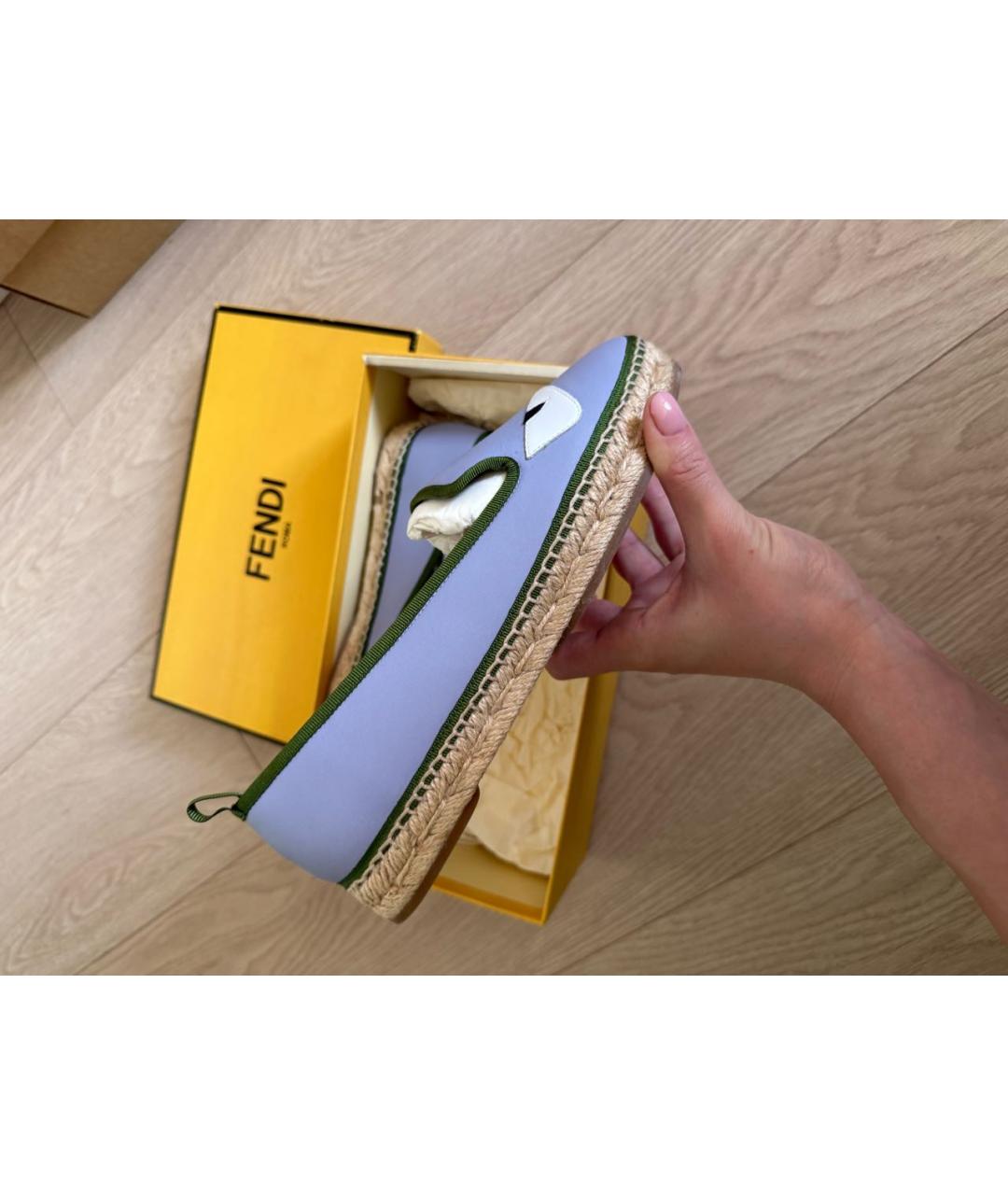 FENDI Голубые эспадрильи из искусственной кожи, фото 4