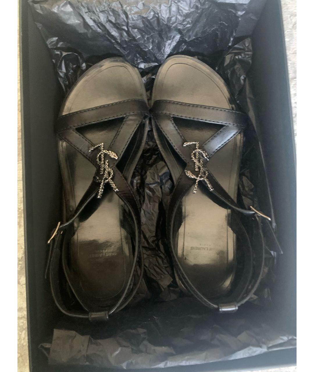 SAINT LAURENT Черные кожаные сандалии, фото 6