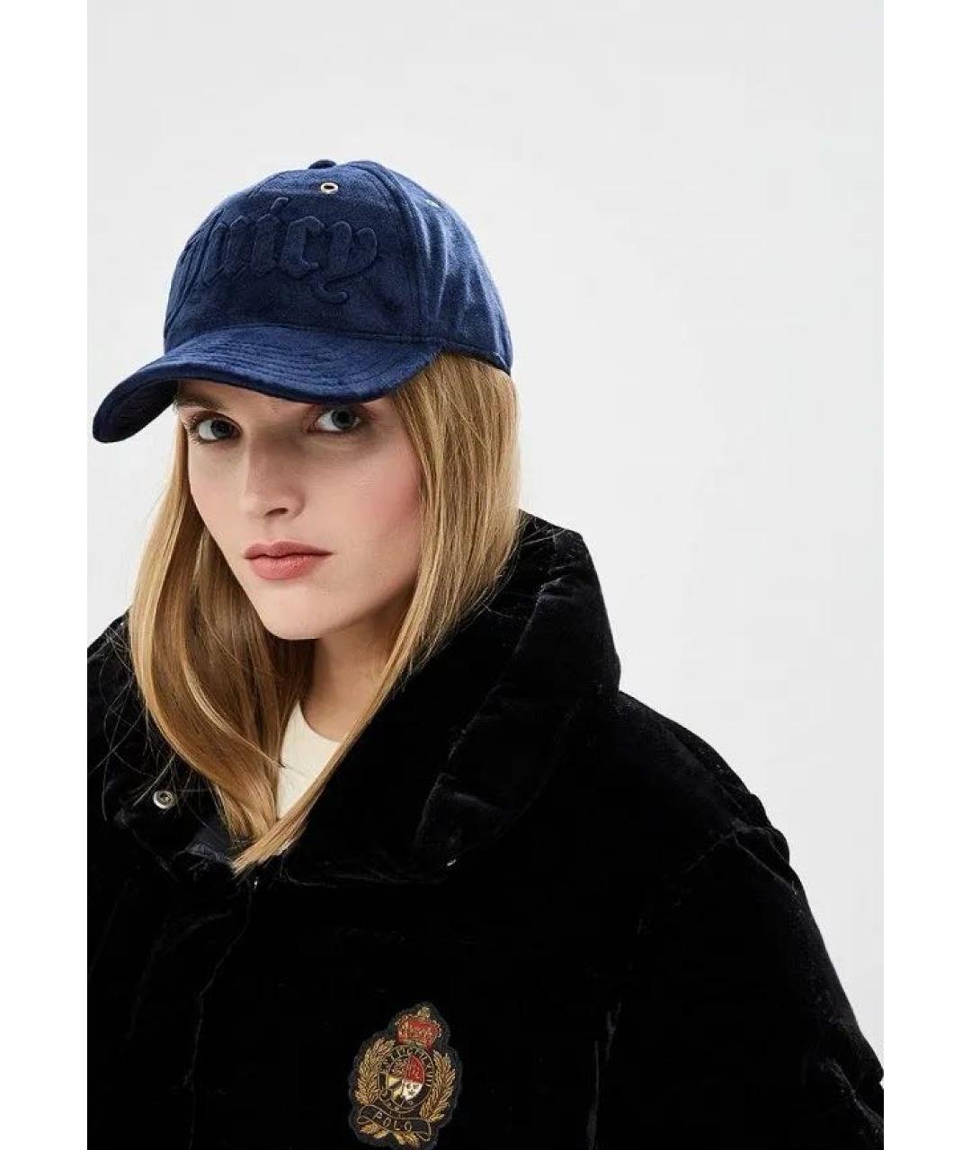 JUICY COUTURE Темно-синяя бархатная кепка, фото 7