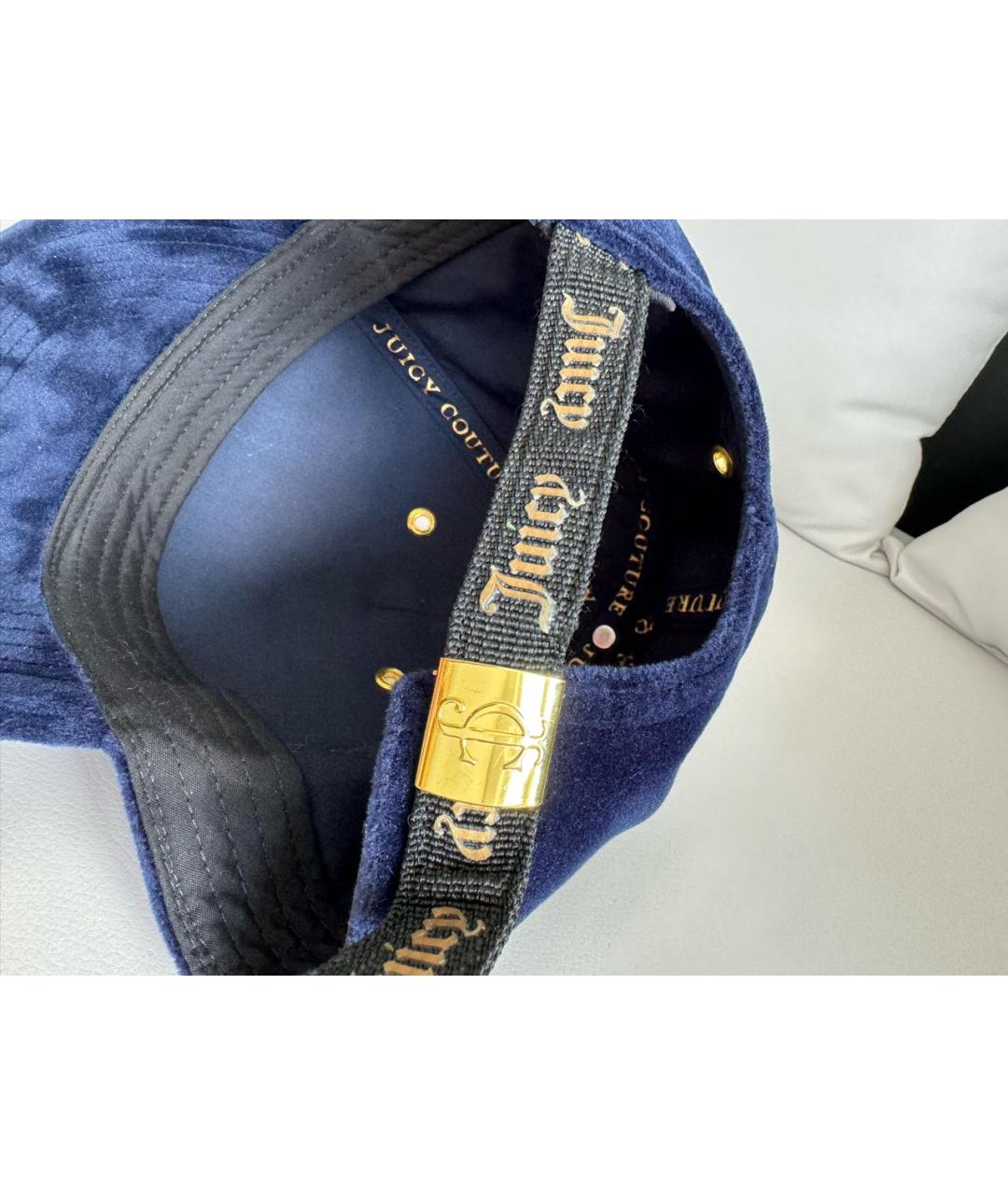 JUICY COUTURE Темно-синяя бархатная кепка, фото 6