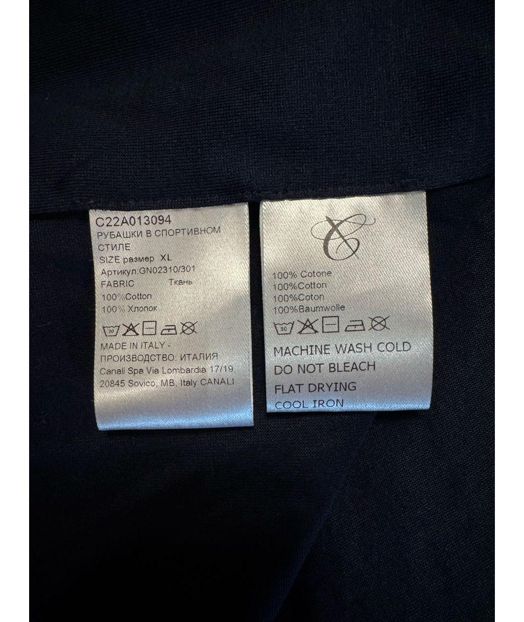CANALI Темно-синяя хлопковая кэжуал рубашка, фото 5
