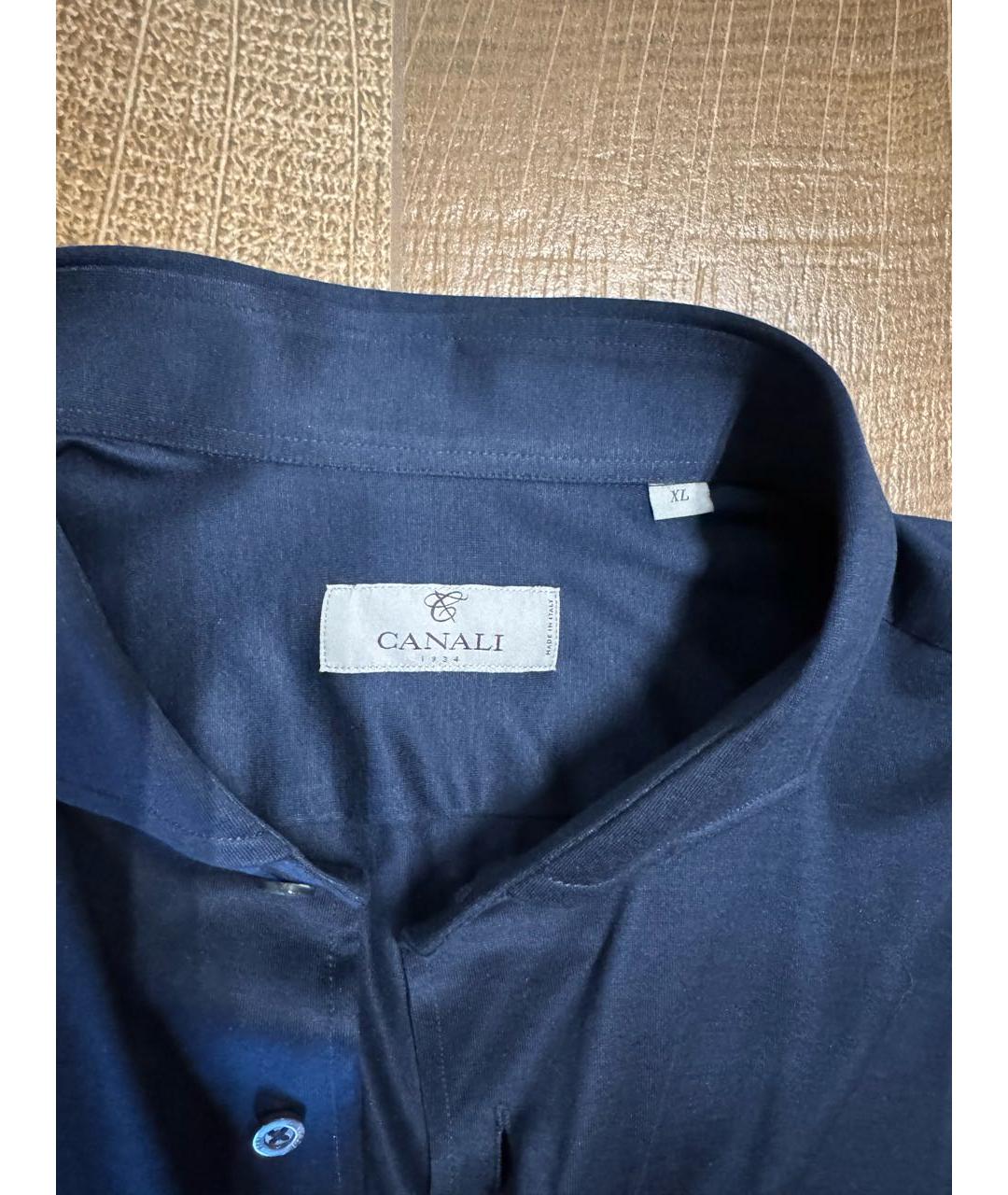 CANALI Темно-синяя хлопковая кэжуал рубашка, фото 3
