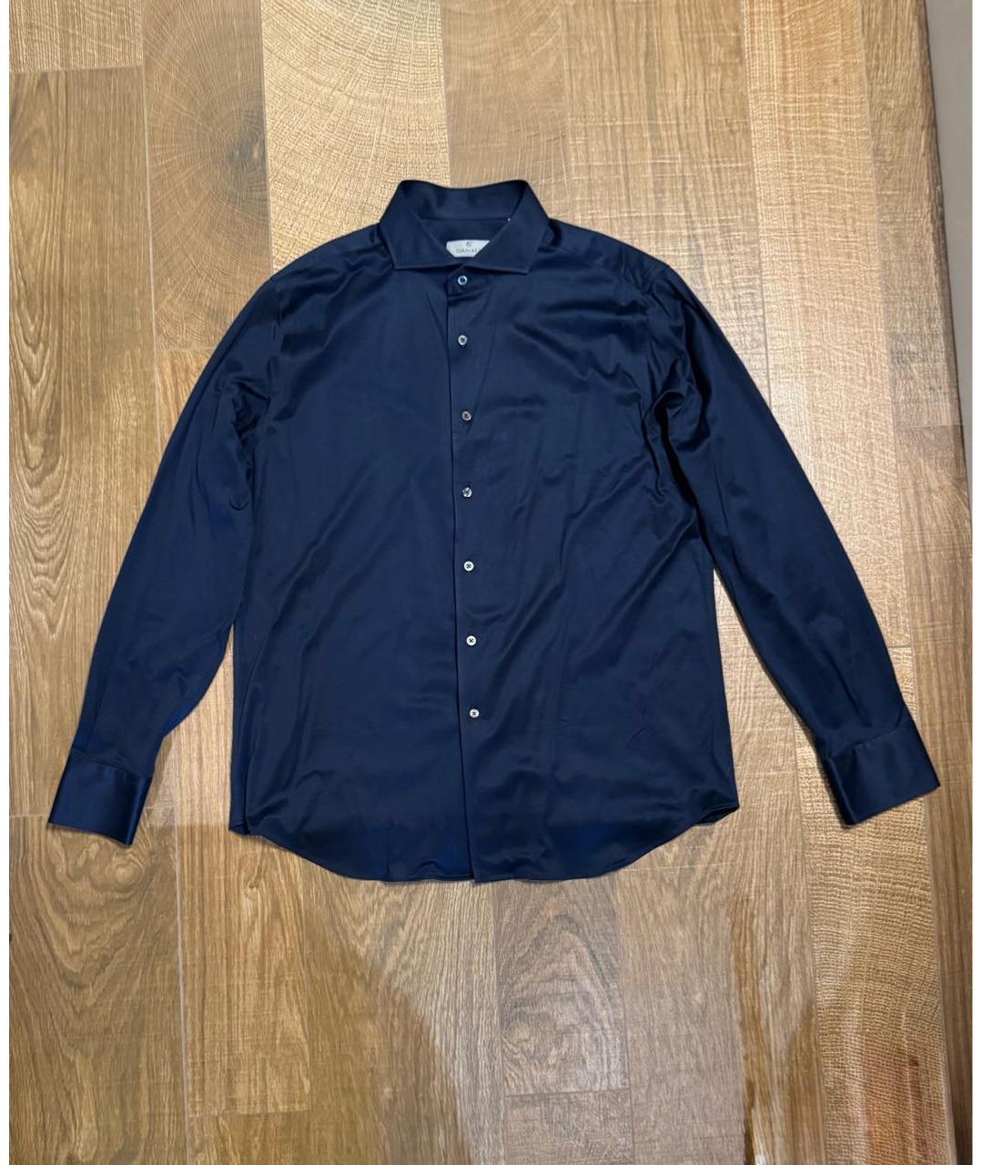 CANALI Темно-синяя хлопковая кэжуал рубашка, фото 8