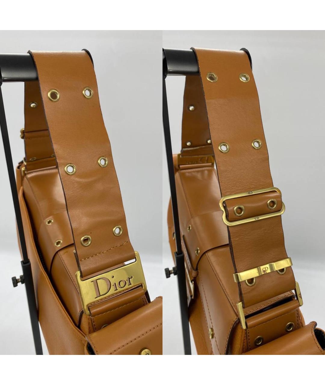CHRISTIAN DIOR Коричневая кожаная сумка с короткими ручками, фото 5