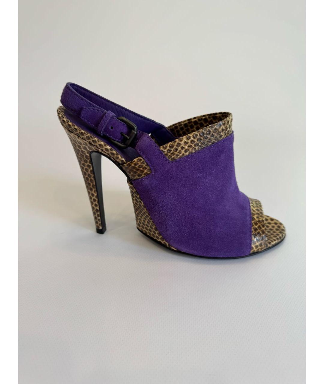 BOTTEGA VENETA Фиолетовые босоножки из экзотической кожи, фото 8