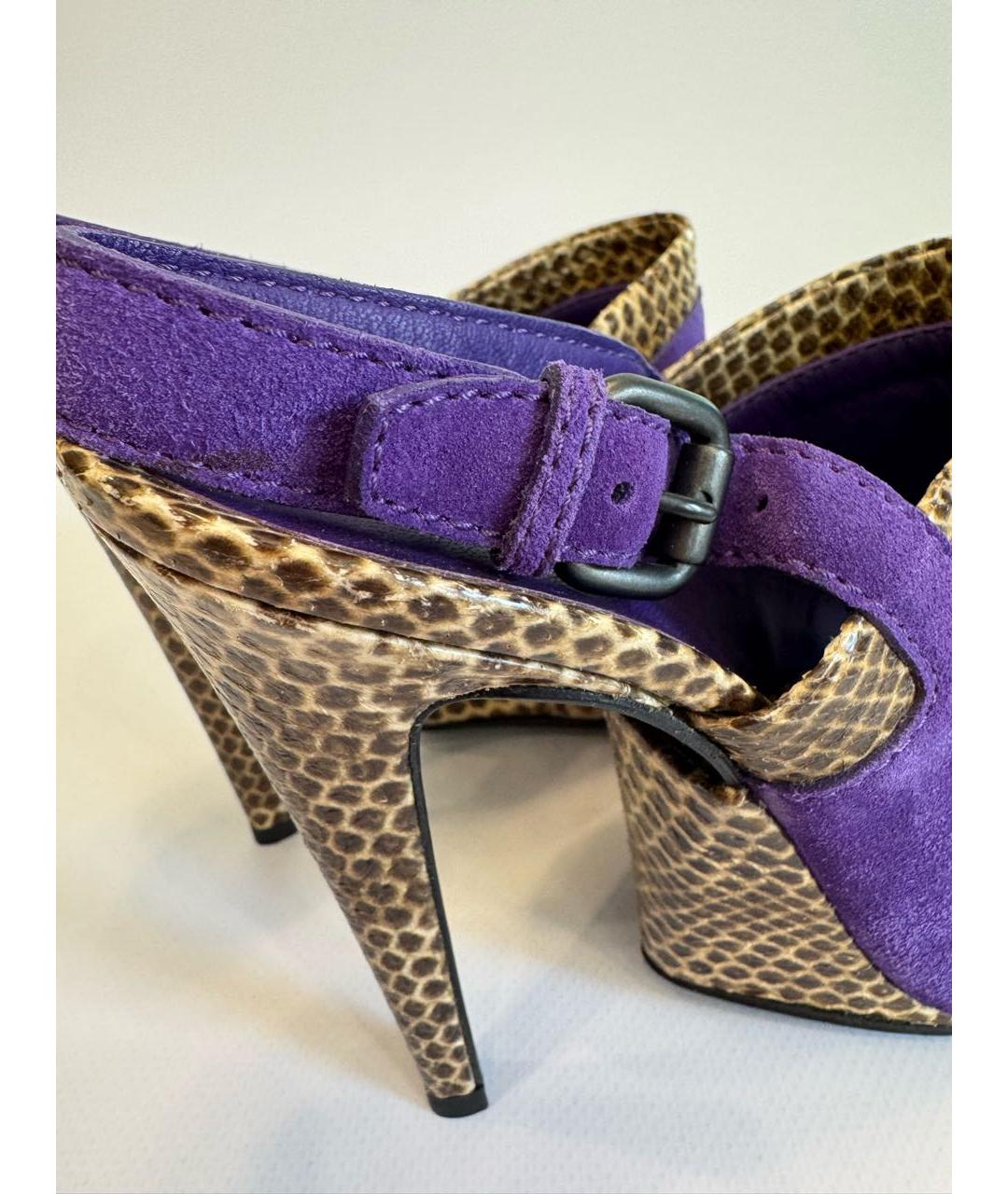 BOTTEGA VENETA Фиолетовые босоножки из экзотической кожи, фото 5