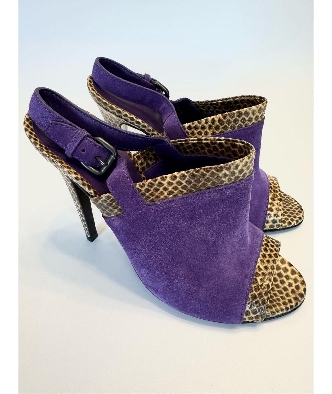 BOTTEGA VENETA Фиолетовые босоножки из экзотической кожи, фото 6