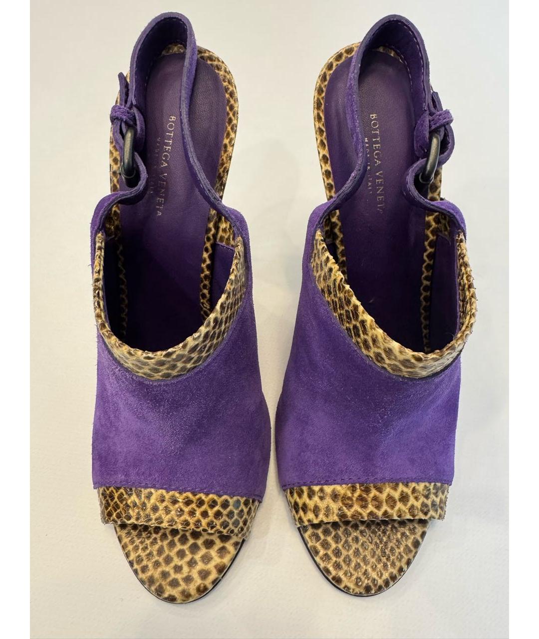 BOTTEGA VENETA Фиолетовые босоножки из экзотической кожи, фото 2