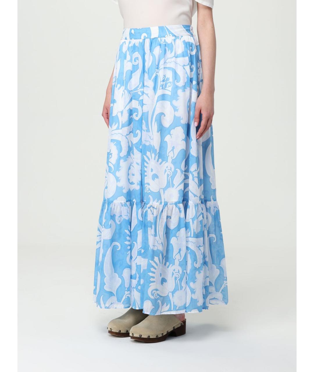 ETRO Голубая хлопковая юбка макси, фото 4
