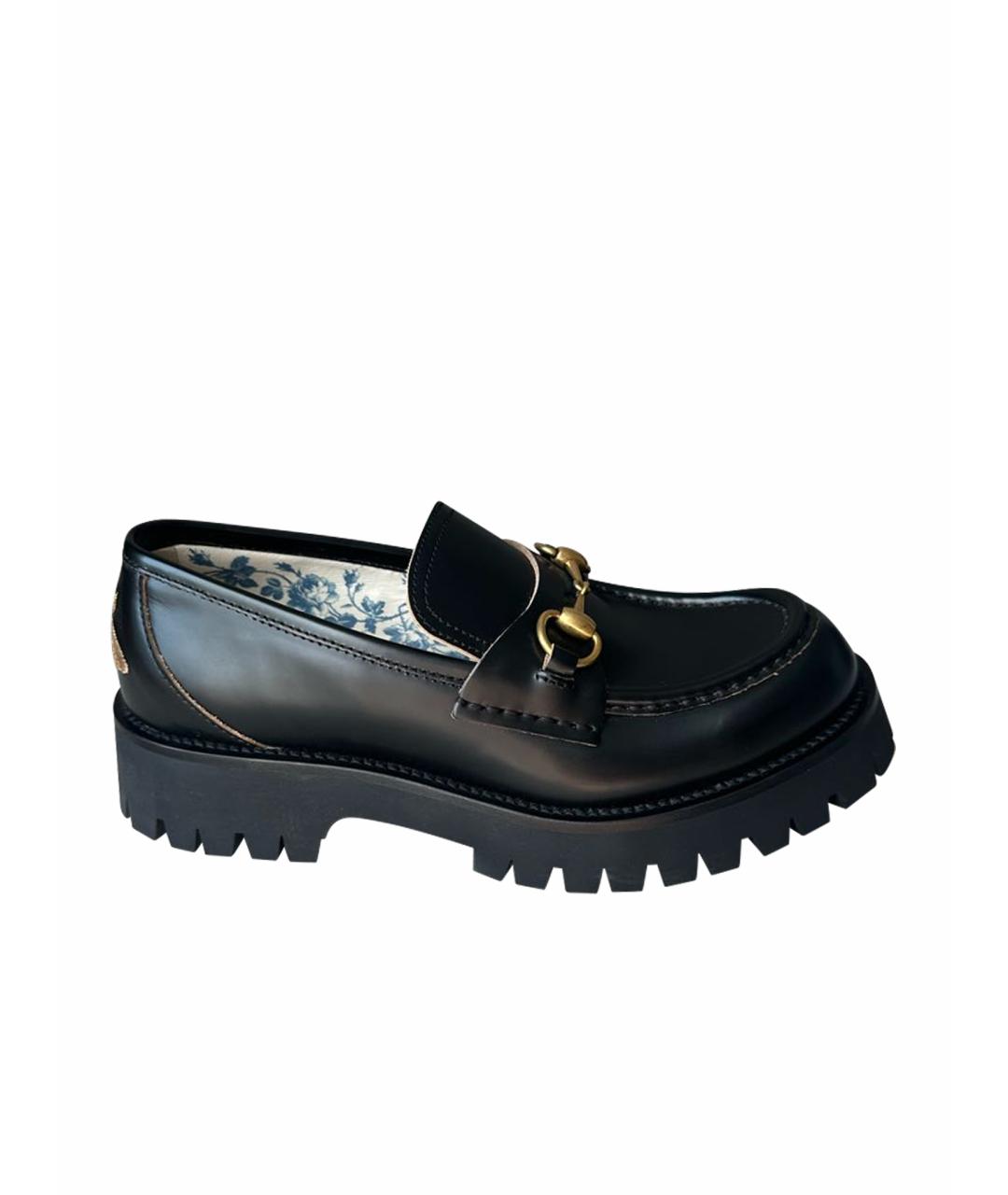 GUCCI Черные лоферы из лакированной кожи, фото 1
