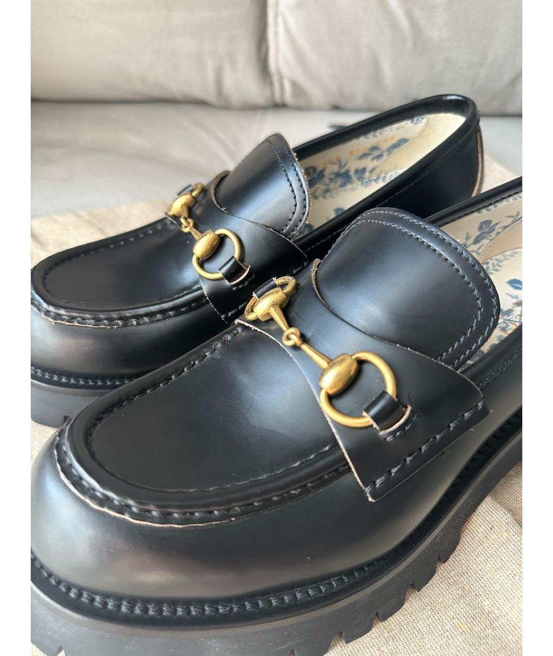 GUCCI Черные лоферы из лакированной кожи, фото 6