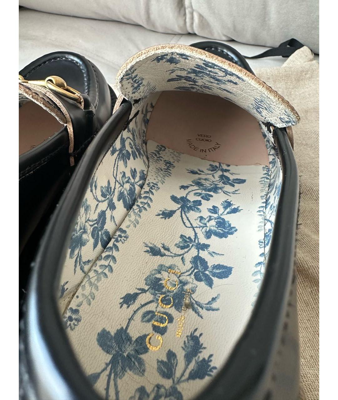 GUCCI Черные лоферы из лакированной кожи, фото 4