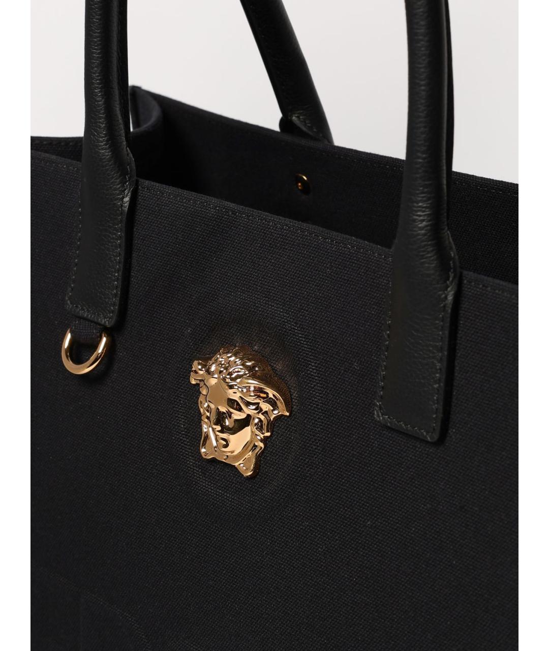 VERSACE Черная тканевая сумка тоут, фото 4
