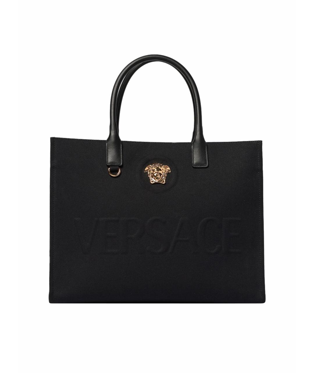 VERSACE Черная тканевая сумка тоут, фото 1