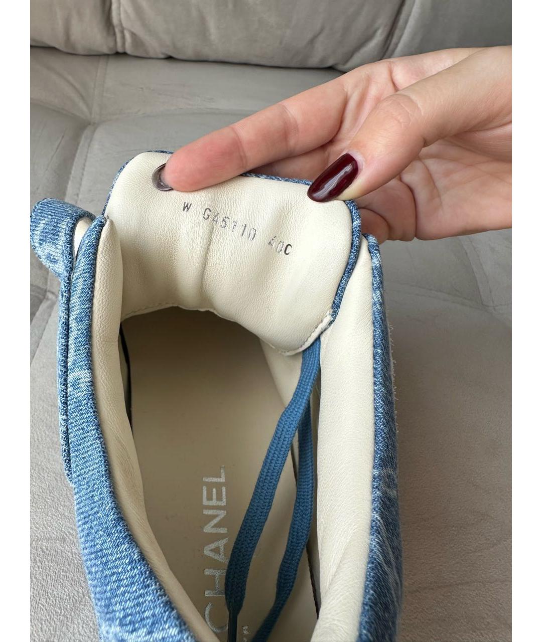 CHANEL Голубые текстильные кроссовки, фото 5