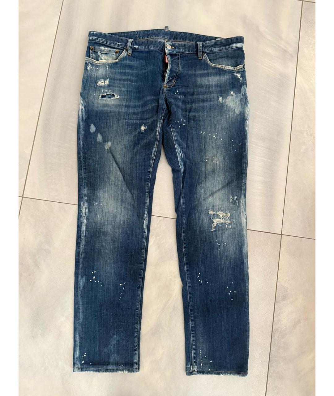 DSQUARED2 Синие хлопковые прямые джинсы, фото 7