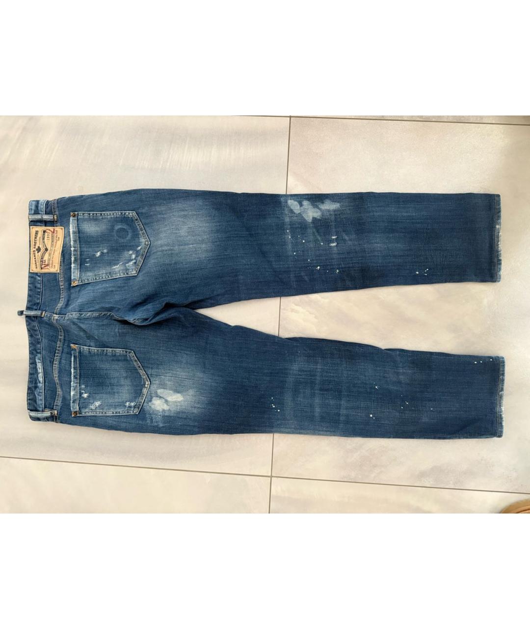 DSQUARED2 Синие хлопковые прямые джинсы, фото 2