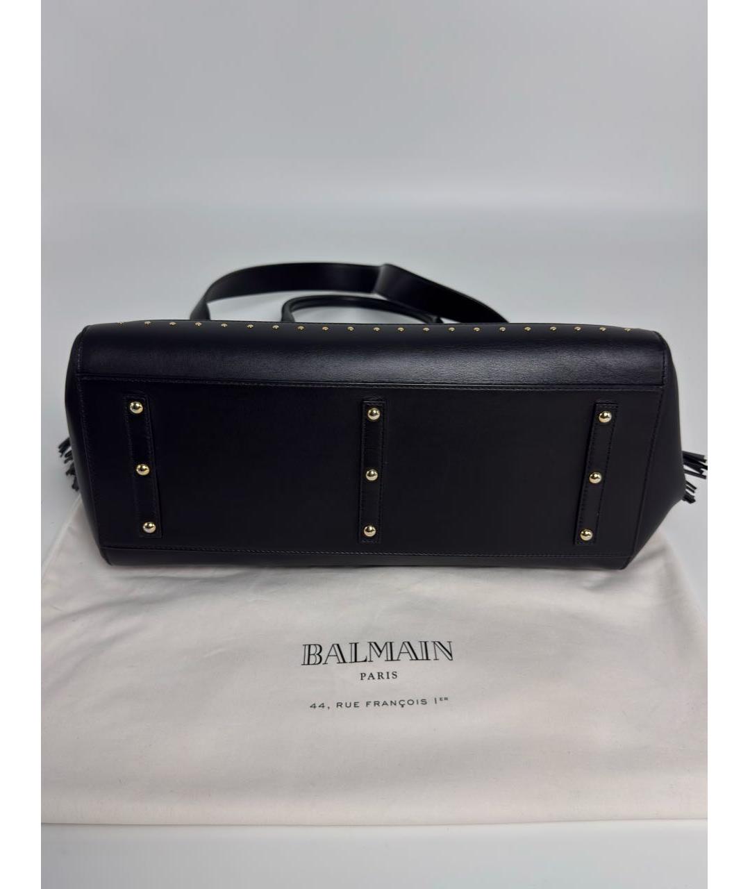 BALMAIN Черная кожаная сумка тоут, фото 5