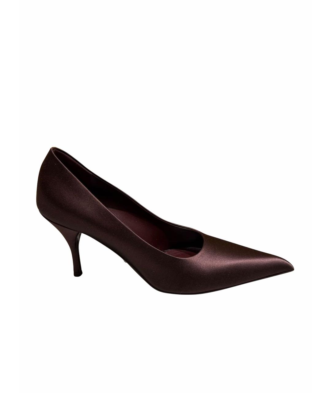 PRADA Коричневые лодочки на низком каблуке, фото 1
