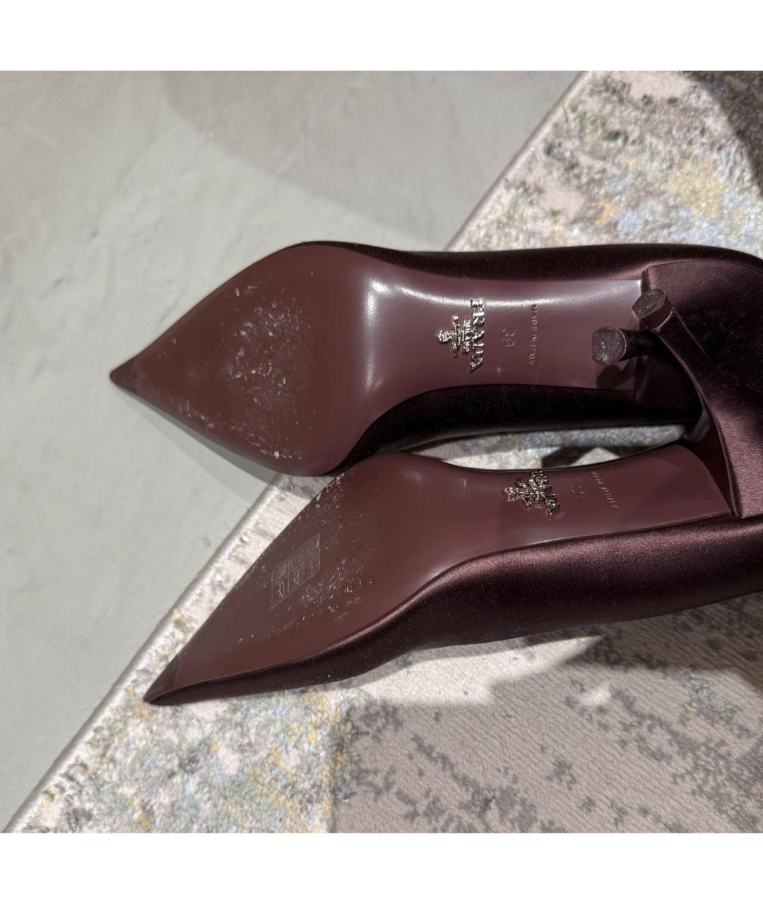 PRADA Коричневые лодочки на низком каблуке, фото 6