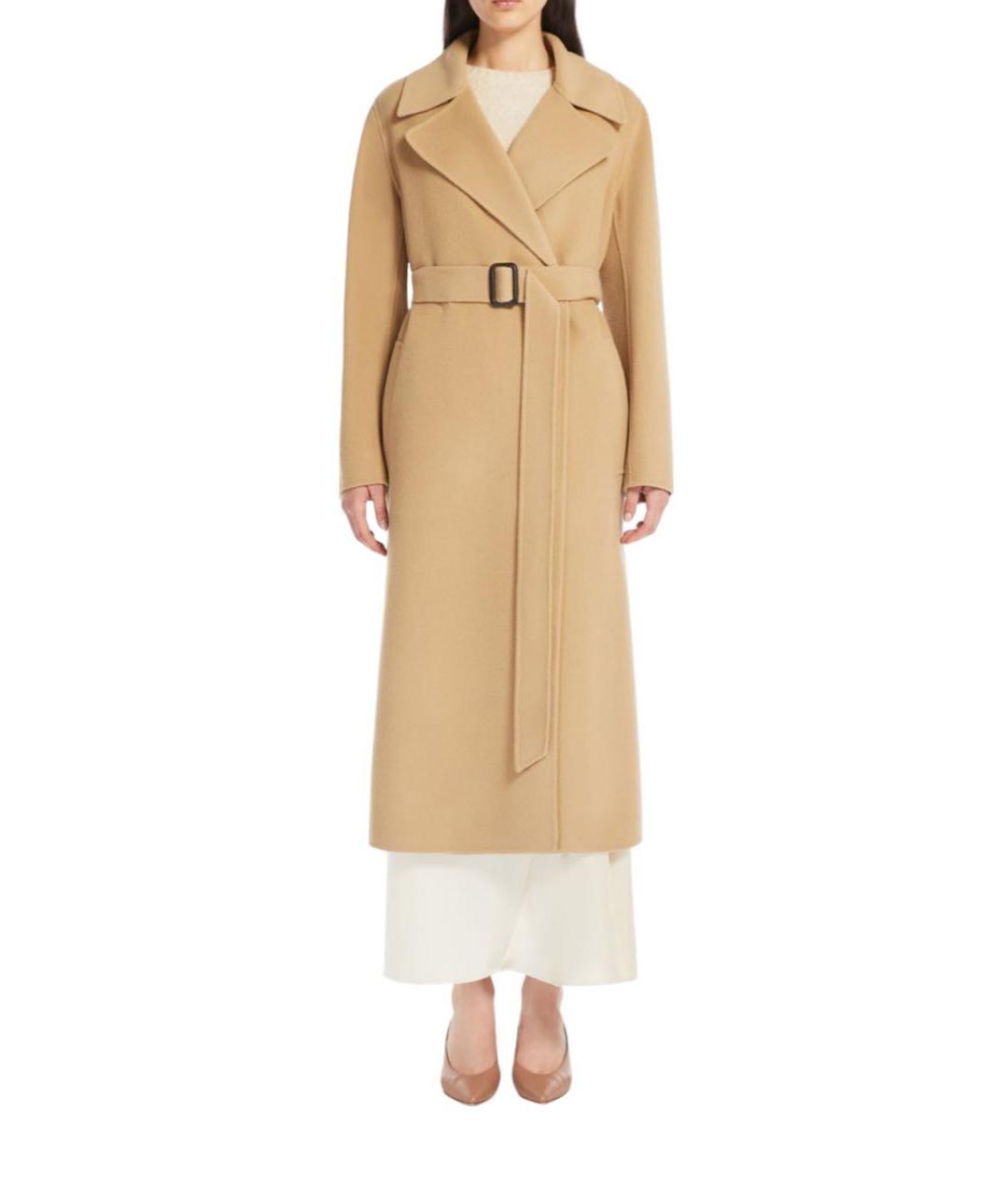 WEEKEND MAX MARA Бежевое шерстяное пальто, фото 4