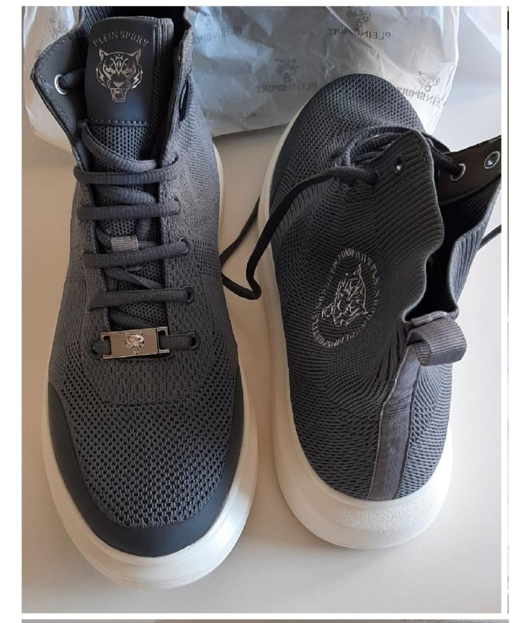 PLEIN SPORT Серые синтетические высокие кроссовки / кеды, фото 6